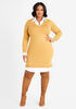 Poplin Trimmed Sweater Dress | Ashley Stewart
