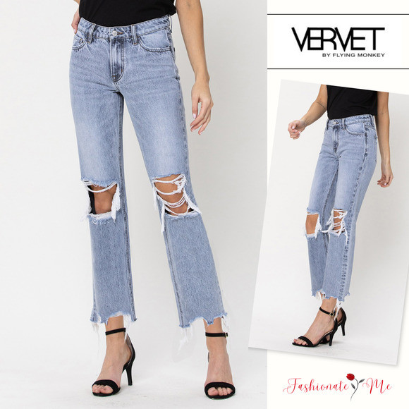 VERVET Blue Melody Super High Rise 90's Vintage Straight Crop Jeans | Poshmark