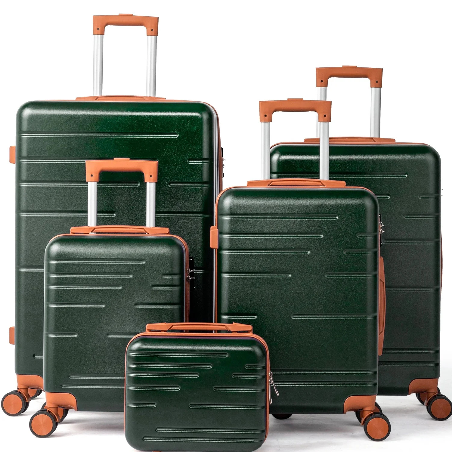 Zimtown Luggage 5 Piece Sets Suitcase ABS Hardside with Spinner Wheels and TSA Lock, Deep Green | Walmart (US)