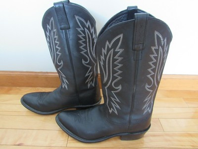 Old West Black Mens Leather Cowboy Boots OW2010- 10D White Stitching 230710  | eBay | eBay US