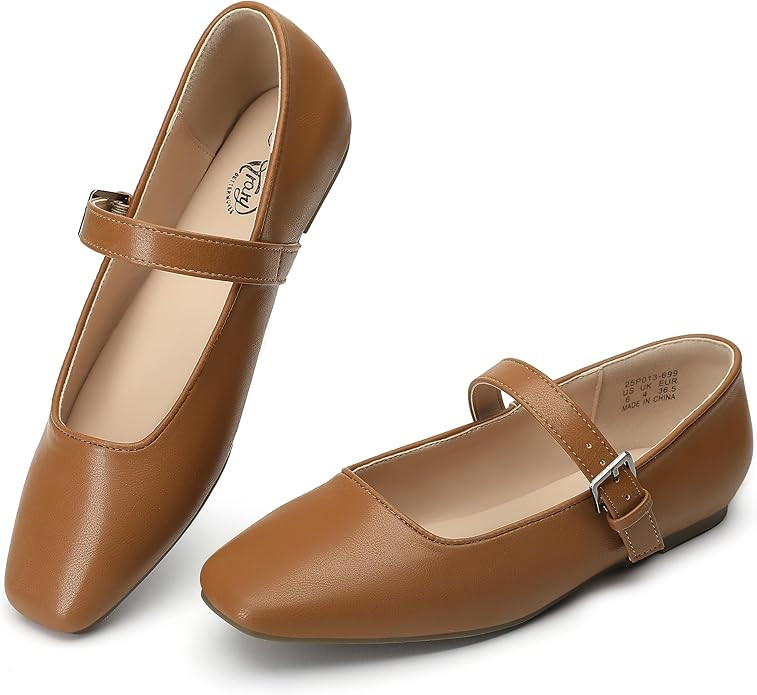 Trary Mary Jane Shoes Women Woven Flats for Women Dressy Ballet Flats Squared Toe Mary Jane Flats... | Amazon (US)