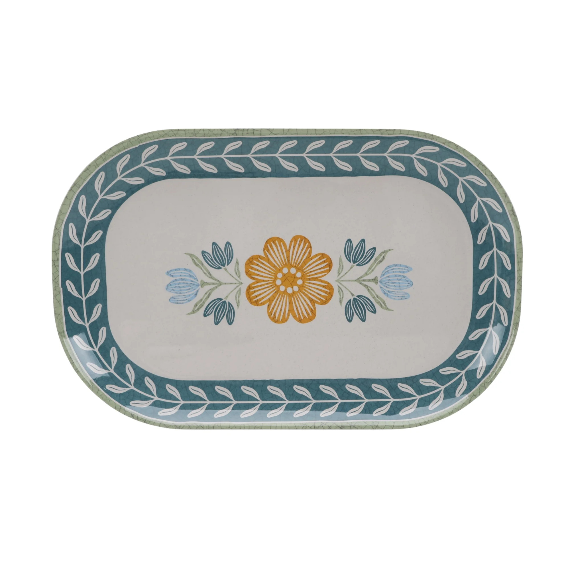 Better Homes and Gardens Bamboo Melamine Floral Serve Tray | Walmart (US)