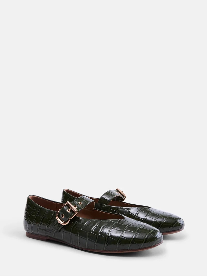 Free Assembly Women's Croco Mary Jane Flats | Walmart (US)