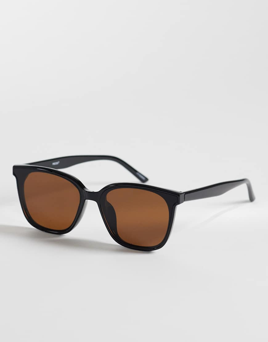 Pieces square sunglasses with brown lens in black | ASOS (Global)