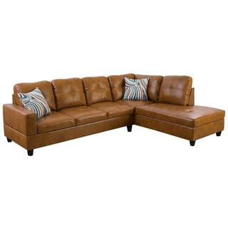 103.50 in. W Square Arm 2-piece Faux Leather L Shaped Modern Right Facing Sectional Sofa Set in B... | The Home Depot