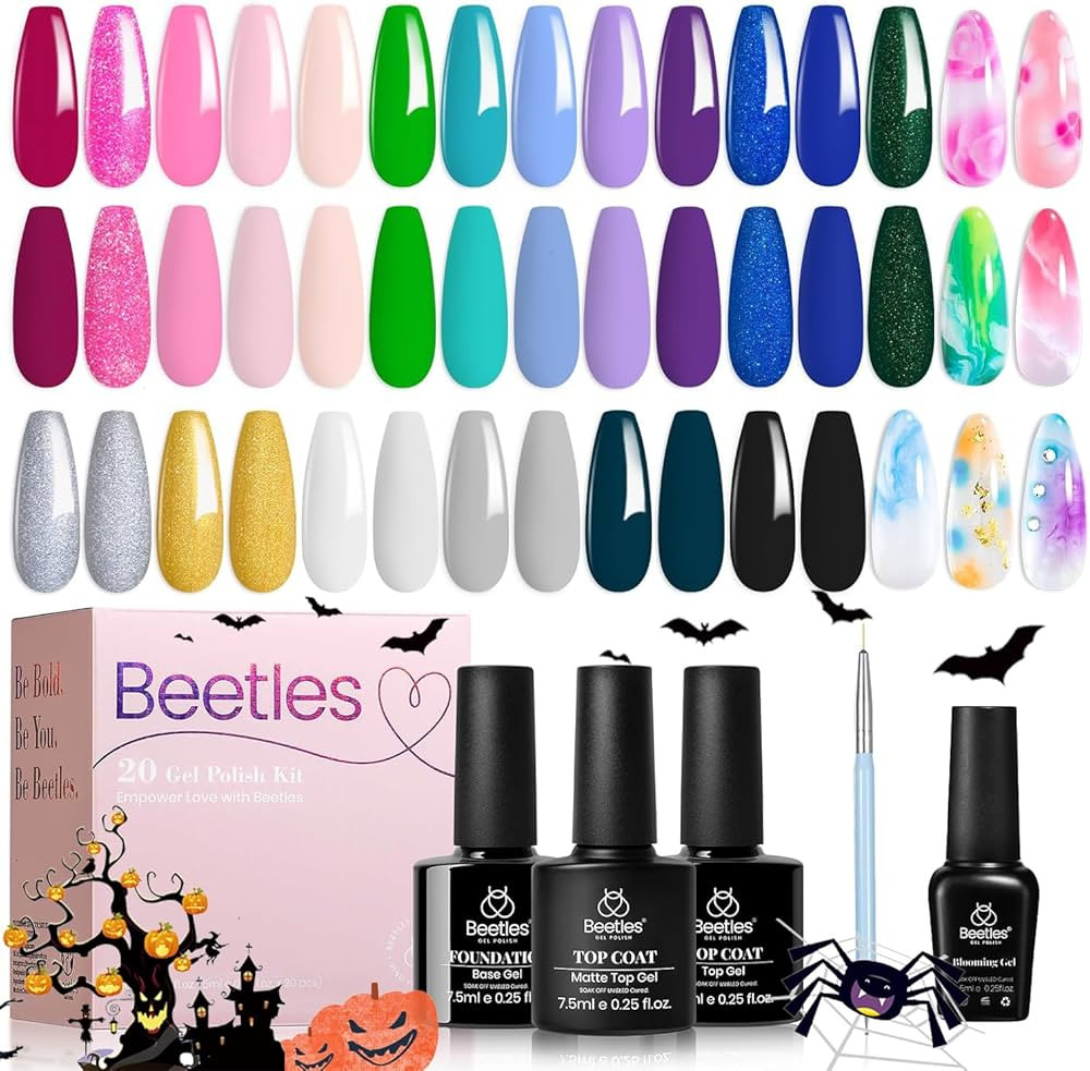 beetles Gel Polish Set Green Pink Gel Nail Polish 19 Colors Light-Years Away Gel Polish with 1Pcs... | Amazon (US)