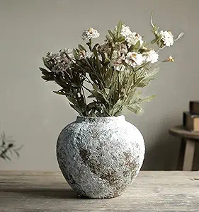 Rustic Ceramic Circular Flower Vase, Vintage Floor Tall Vases Farmhouse Decor for Living Room Ent... | Amazon (US)