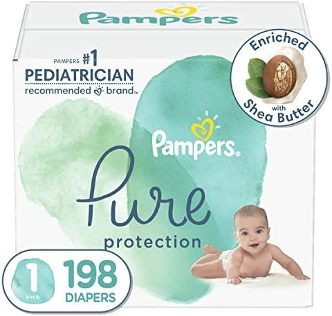 Diapers Size 1, 198 Count - Pampers Pure Protection Disposable Baby Diapers, Hypoallergenic and U... | Amazon (US)