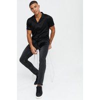 Men's Black Satin Revere Collar Shirt New Look | New Look (UK)