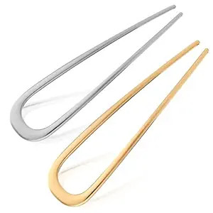 2pcs Metal French Hair Pins for Thick Hair, U-Shaped Stick Hair Pins Metal French Twist Hair Pin ... | Amazon (US)