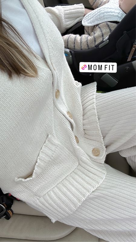 Mom outfit 🫶🏼 ribbed lounge pants + Jenni Kayne cardigan—so good for spring! TYLER15 saves. 

#LTKfamily #LTKstyletip #LTKbaby