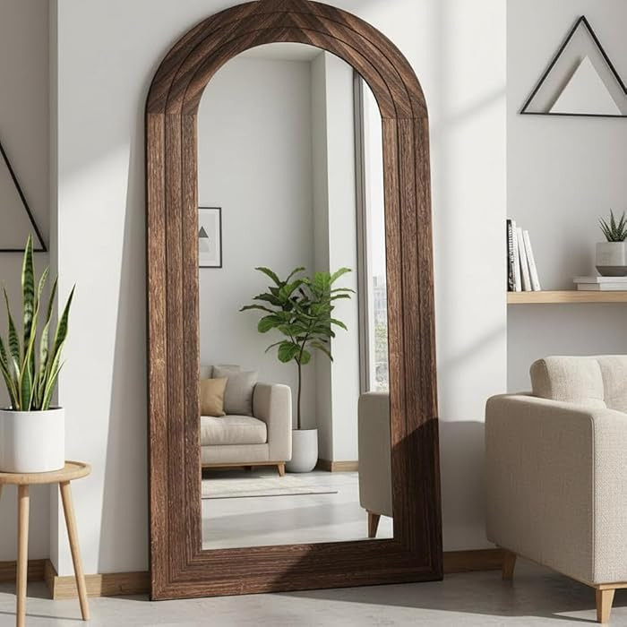 Full Length Mirror with Solid Wood Frame, Arched Wall Miiror, 71x32 Farmhouse Wall Mounted Floor ... | Amazon (US)