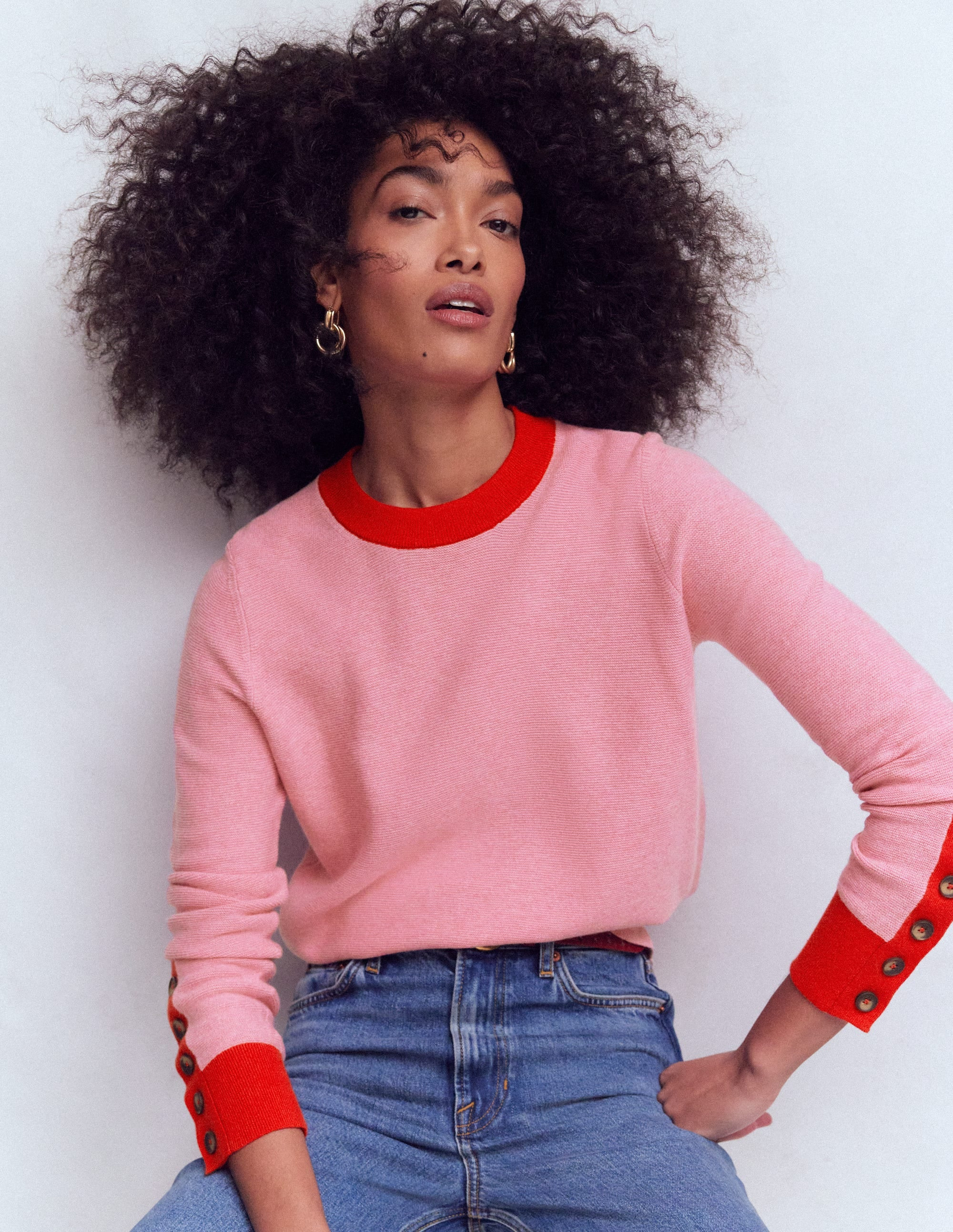 Grace Colour Block Sweater-Pink Lady | Boden (US)