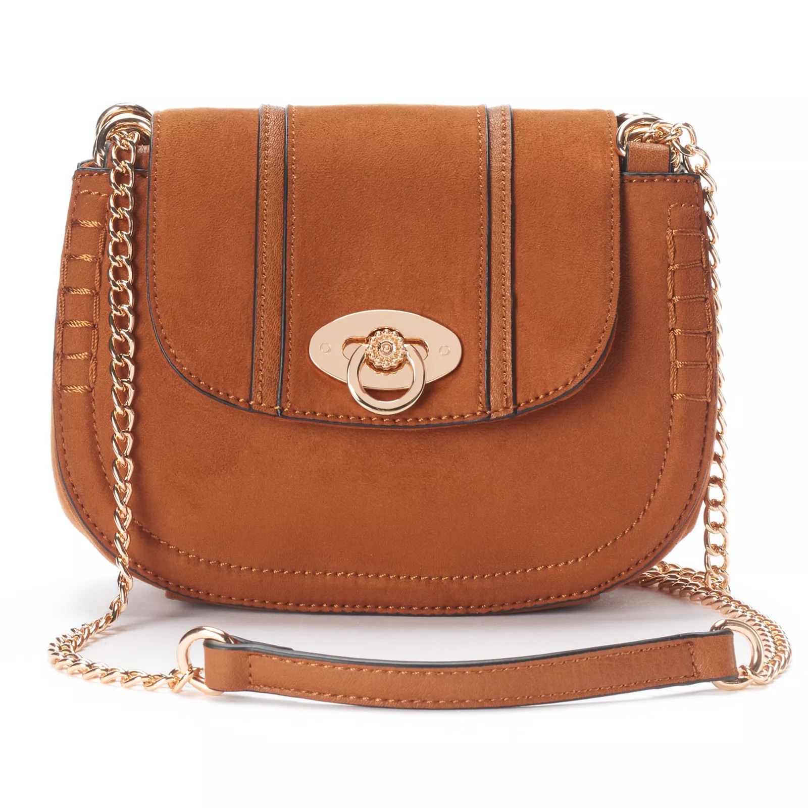 LC Lauren Conrad Macaron Stitched Saddle Bag, Women's, Dark Brown | Kohl's