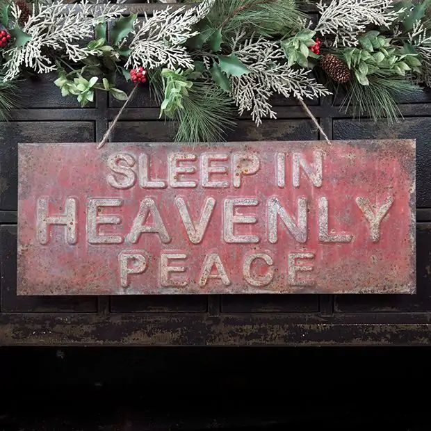 Heavenly Peace Hanging Holiday Sign | Antique Farm House
