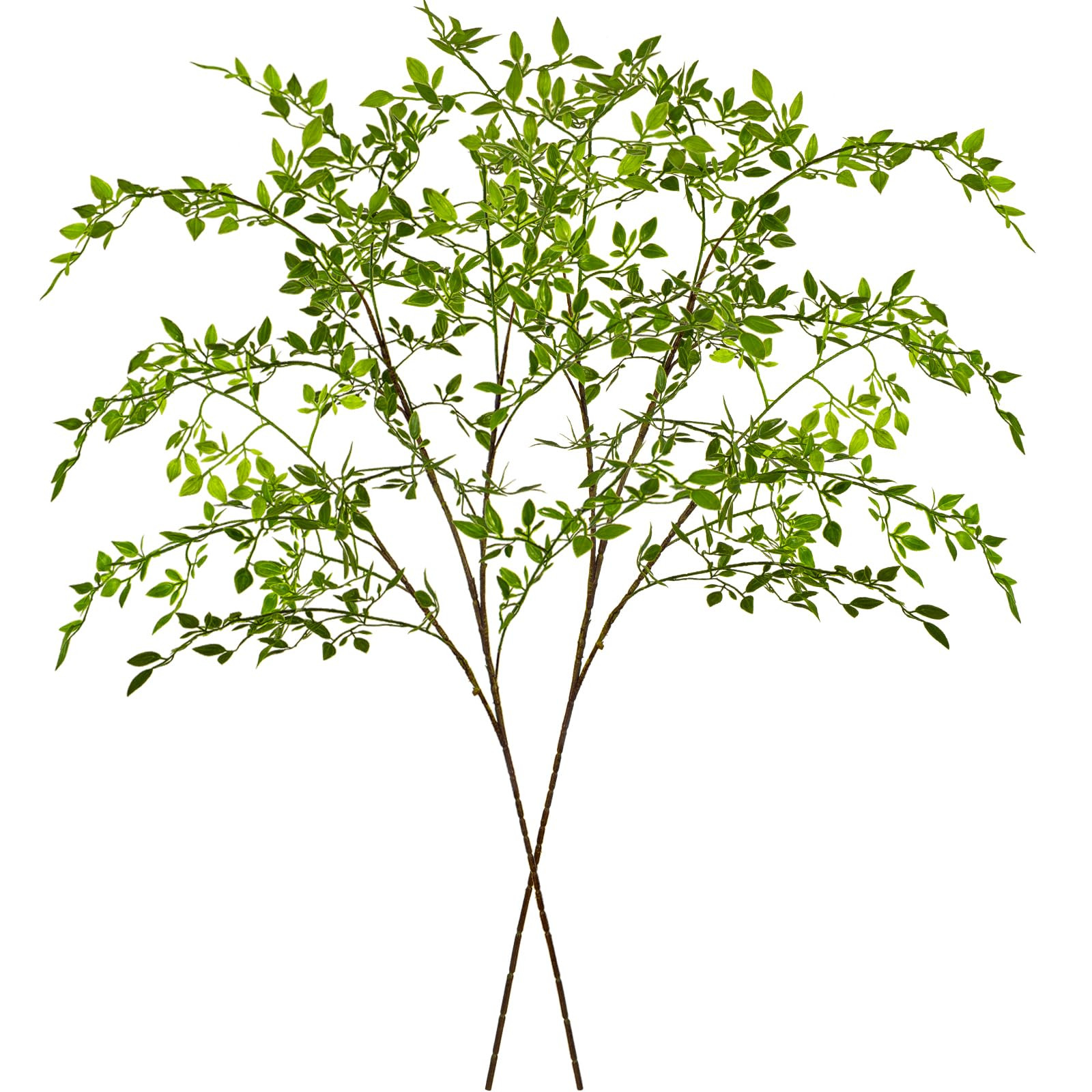 Ttranewsoo Artificial Greenery Stems, 43.3" Nandina Branches Tall Faux Plant Stems for Vase, Greenery Decor Stems Leaves Bunches for Shop Garden Office Home Décor(Green,2Pcs) | Amazon (US)