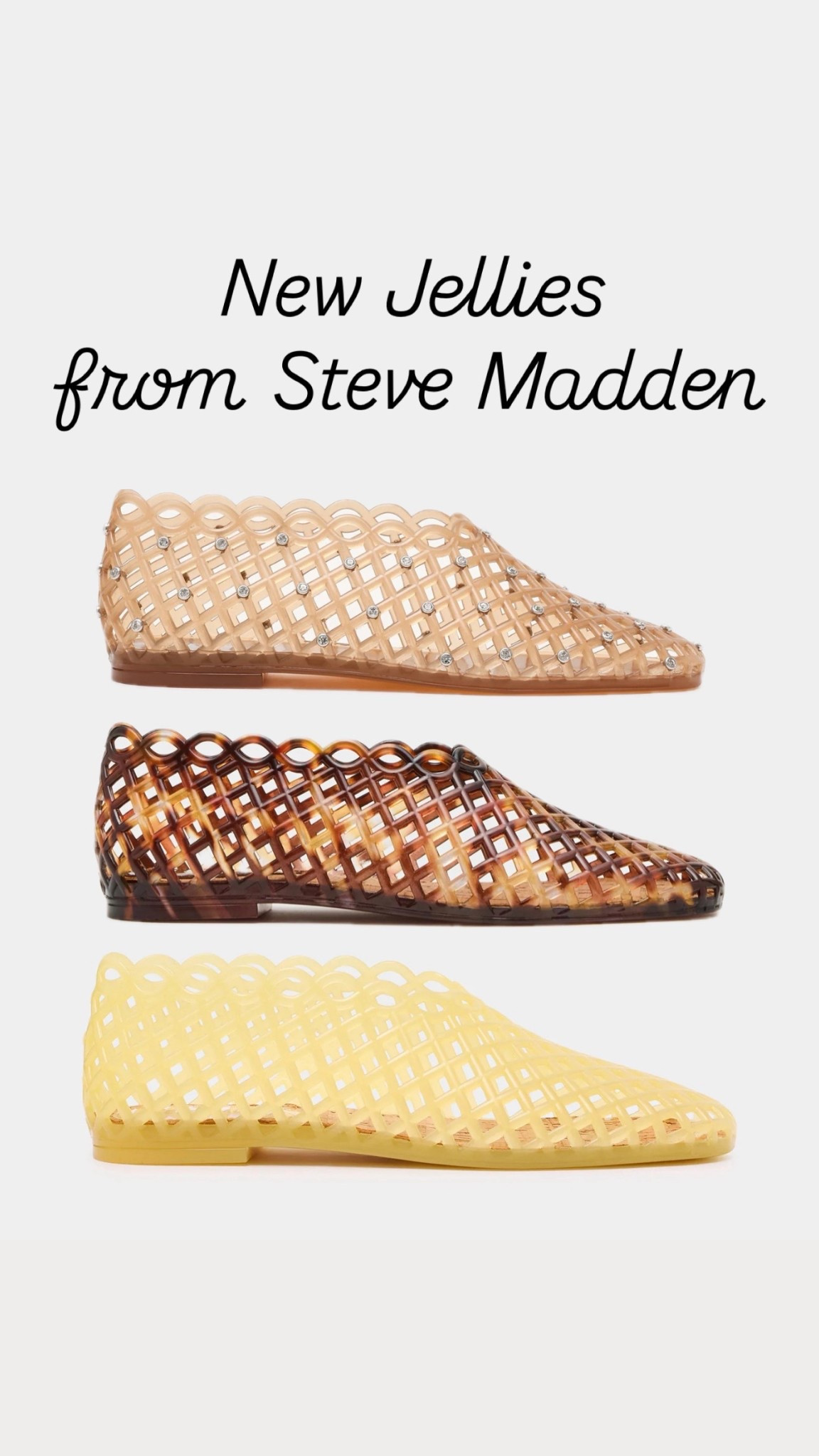 Jelly slides
Mules
Slide on shoes