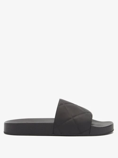 Bottega Veneta - The Slider Intrecciato-debossed Rubber Slides - Womens - Black | Matches (US)