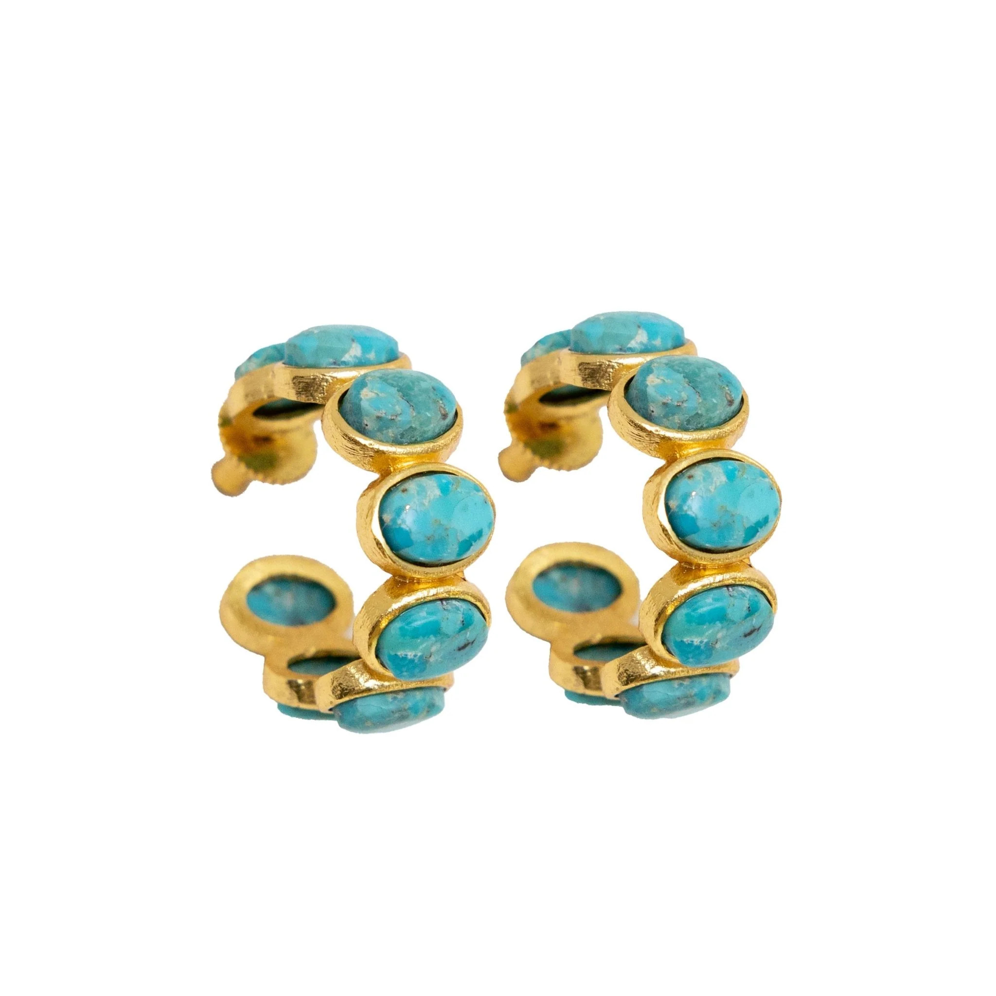 Blue Horizon Turquoise Hoop Earrings | Christina Greene LLC