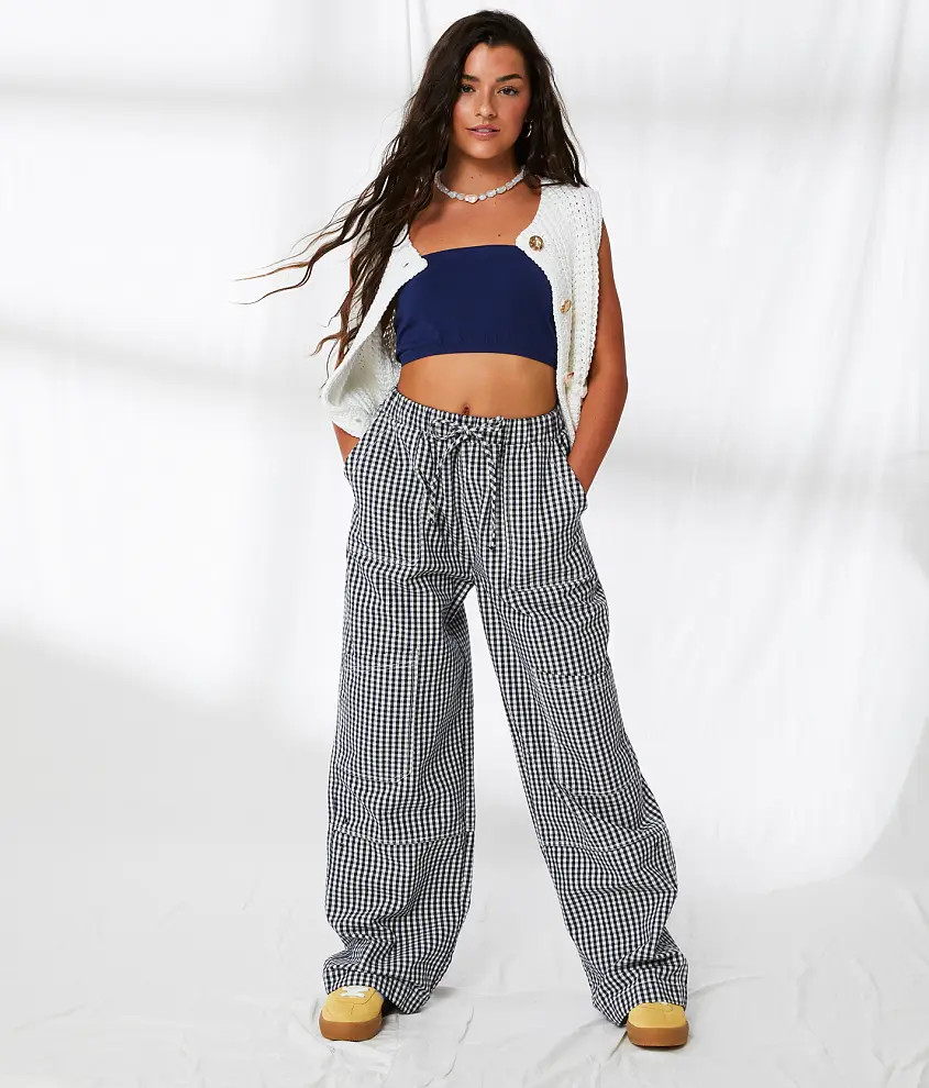 Gingham Wide Leg Utility Pant | Buckle