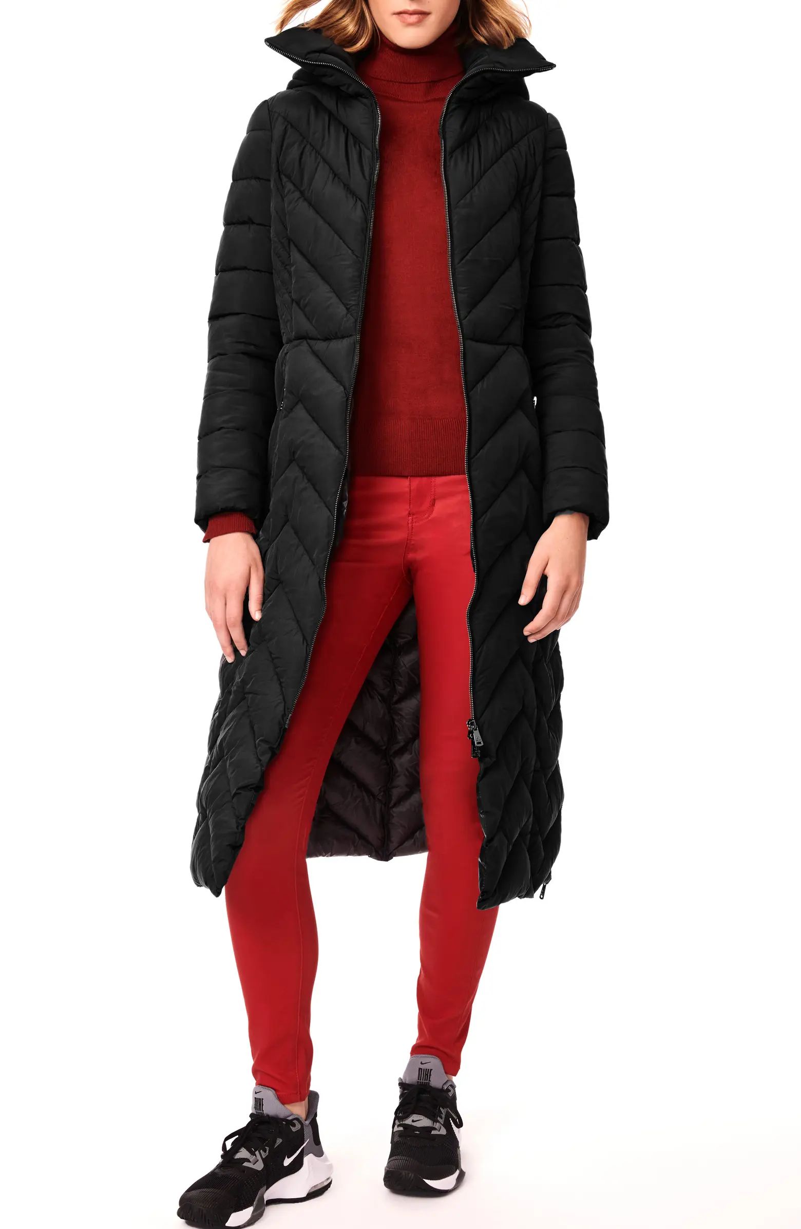 Water Resistant Hooded Puffer Maxi Coat | Nordstrom