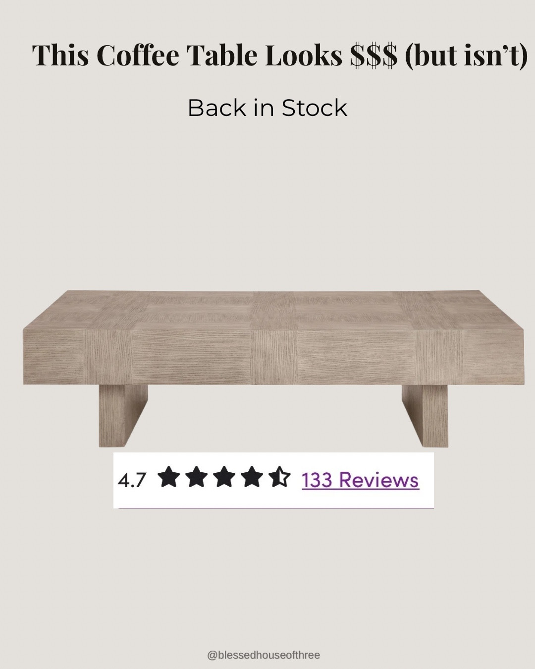 This coffee table looks like a high-end designer piece but costs way less 🤍 It’s back in stock with a 4.7-star rating and over 130 reviews. I also linked another favorite rug that looks incredibly expensive but is surprisingly affordable — perfect for creating a warm, neutral, elevated living room.

look for less coffee table, affordable coffee table, designer look furniture, neutral living room decor, modern organic home style, high end look furniture for less, affordable neutral rug, living room rug ideas, cozy neutral home inspiration, budget friendly home decor finds, minimalist living room furniture

#LTKSaleAlert #LTKHome