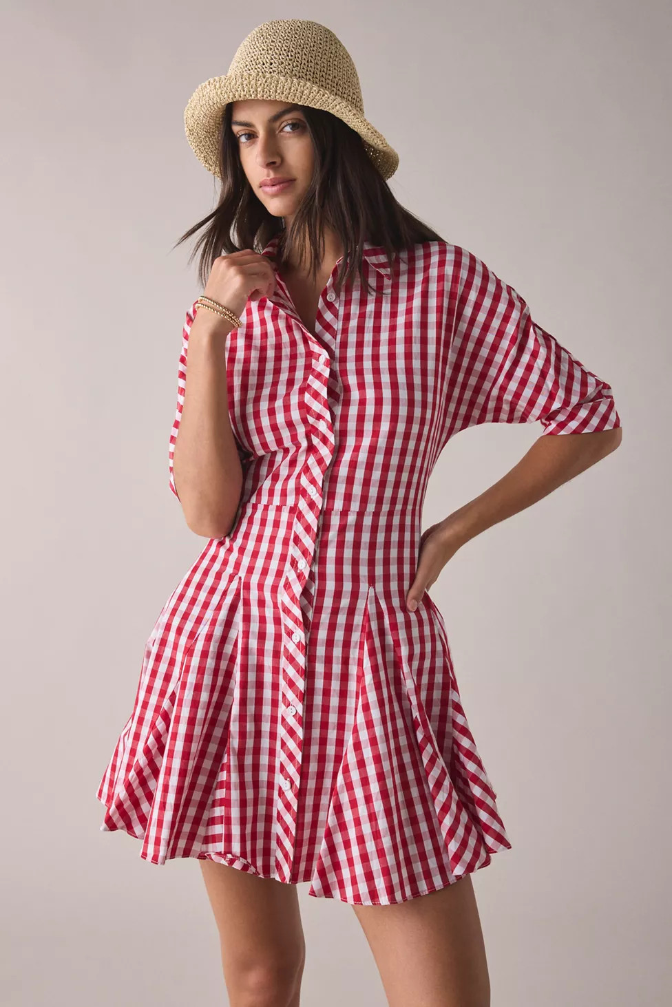 Glamorous Cherry Gingham Cotton Shirt Mini Dress | Urban Outfitters (US and RoW)