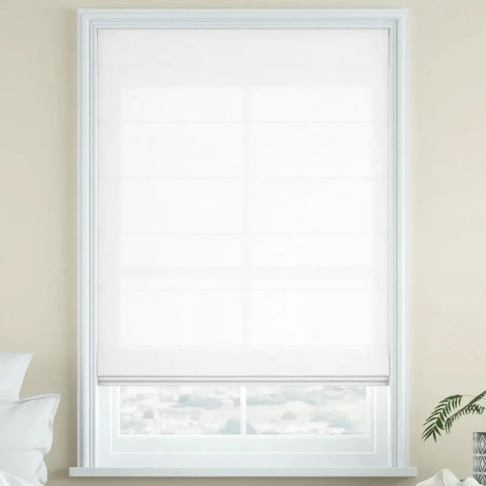 Aira Blackout Cordless Linen Roman Shade | Drapeful