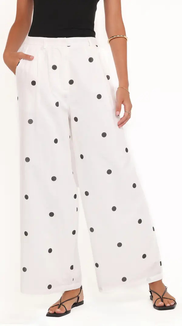 Valora Dot Wide Leg Cotton & Linen Pants | Nordstrom