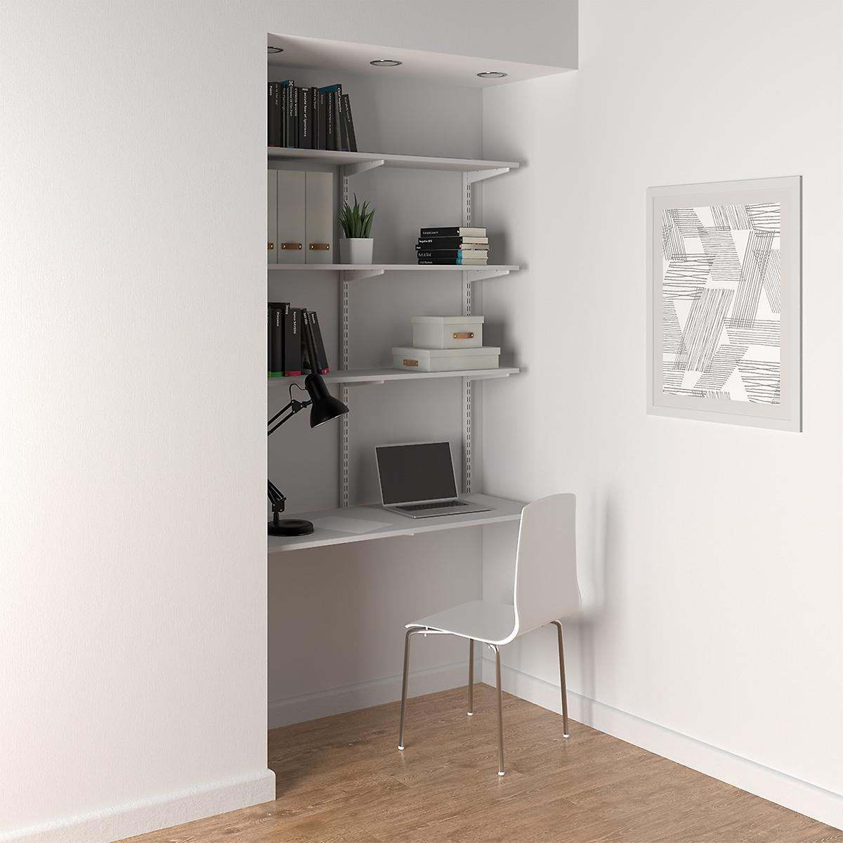 Elfa White Wall-Mounted Desk | The Container Store