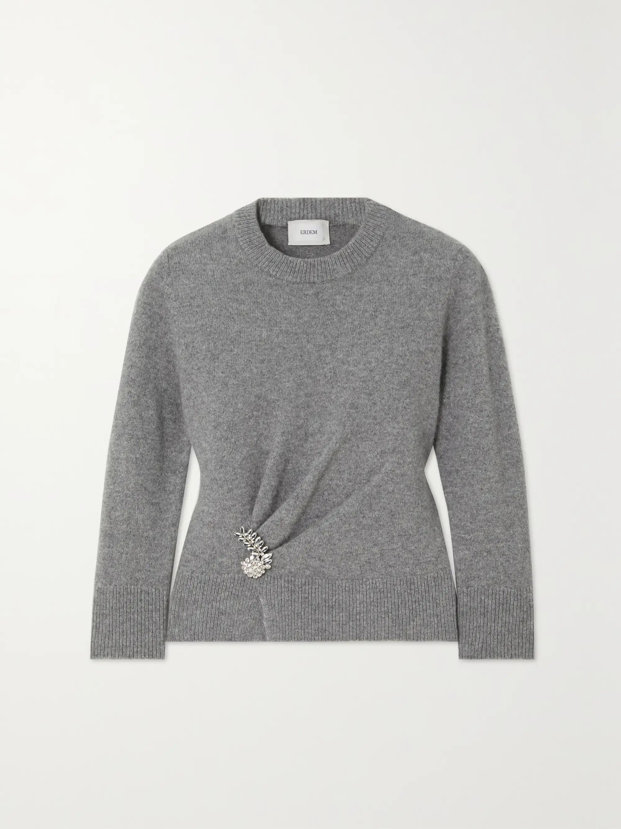 Crystal-embellished gathered wool sweater | NET-A-PORTER (US)