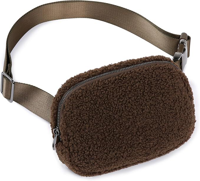ODODOS Fleece Mini Belt Bag with Adjustable Strap, Sherpa Small Waist Pouch Fanny Pack for Workou... | Amazon (US)