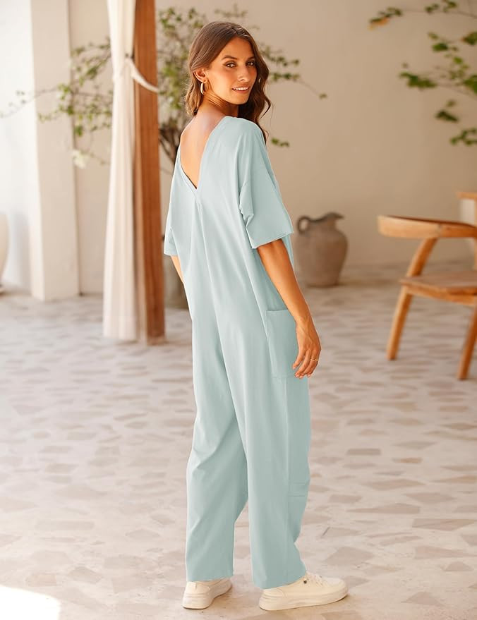 UANEO Jumpsuits for Women Casual Stretchy Baggy Harem Jumpers Overalls Hot Shot Tee Onesie | Amazon (US)