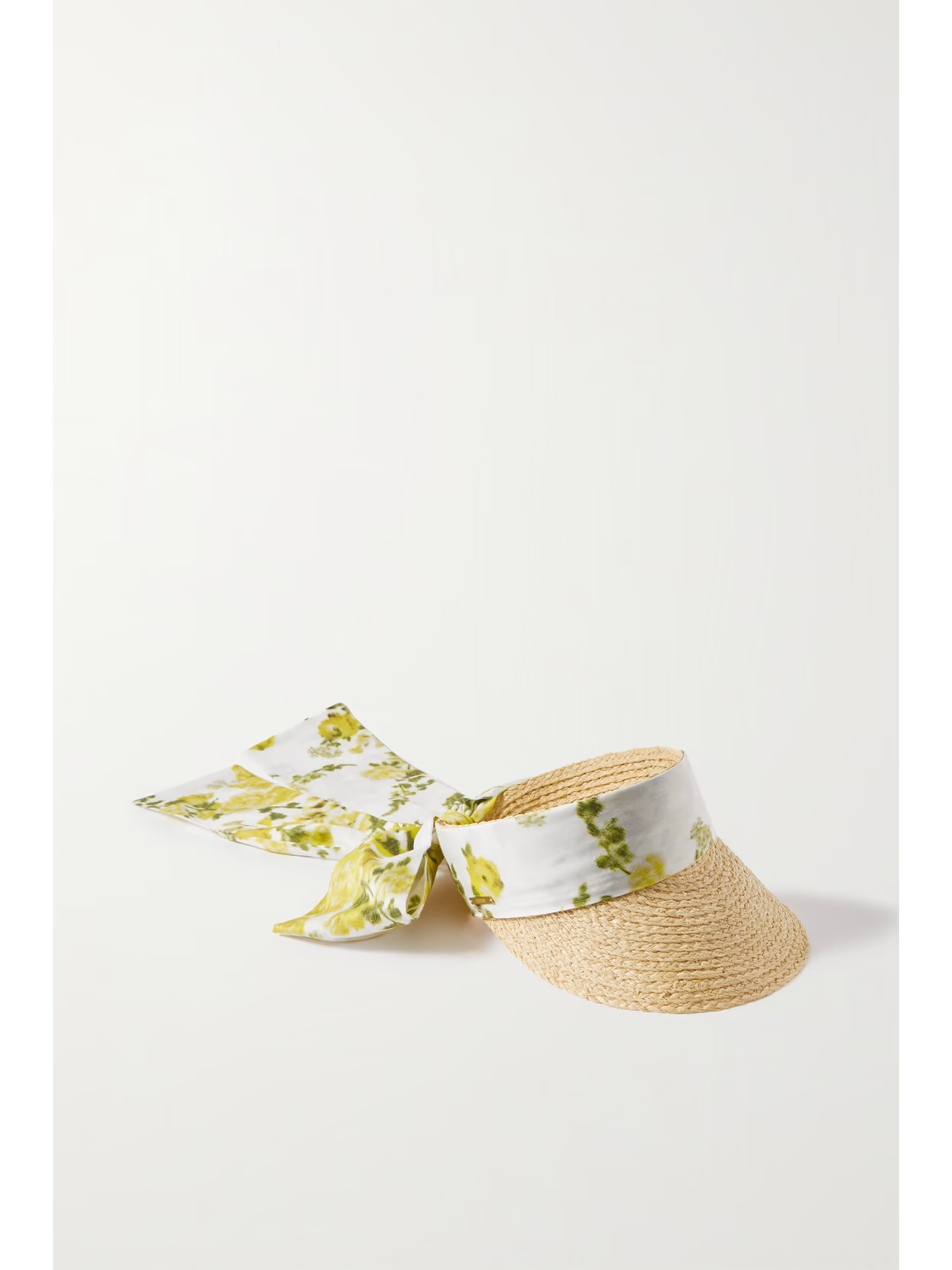 Erdem - Floral-print Linen-trimmed Raffia Visor - Neutrals | NET-A-PORTER (US)