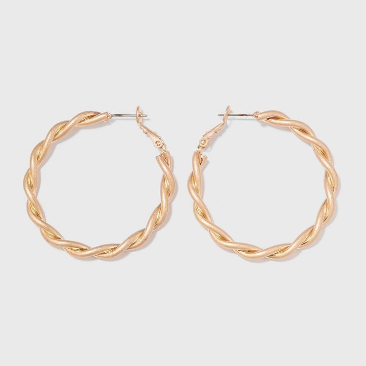 Worn Gold Twisted Lever Back Hoop Earrings - Universal Thread™ Gold | Target