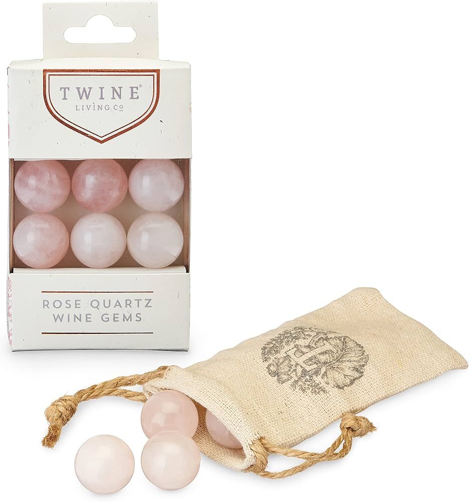 Twine Rose Quartz Wine Gems, Pink Drink Chillers, Real Polished Rose Quartz Stone Spheres, Whiske... | Amazon (US)