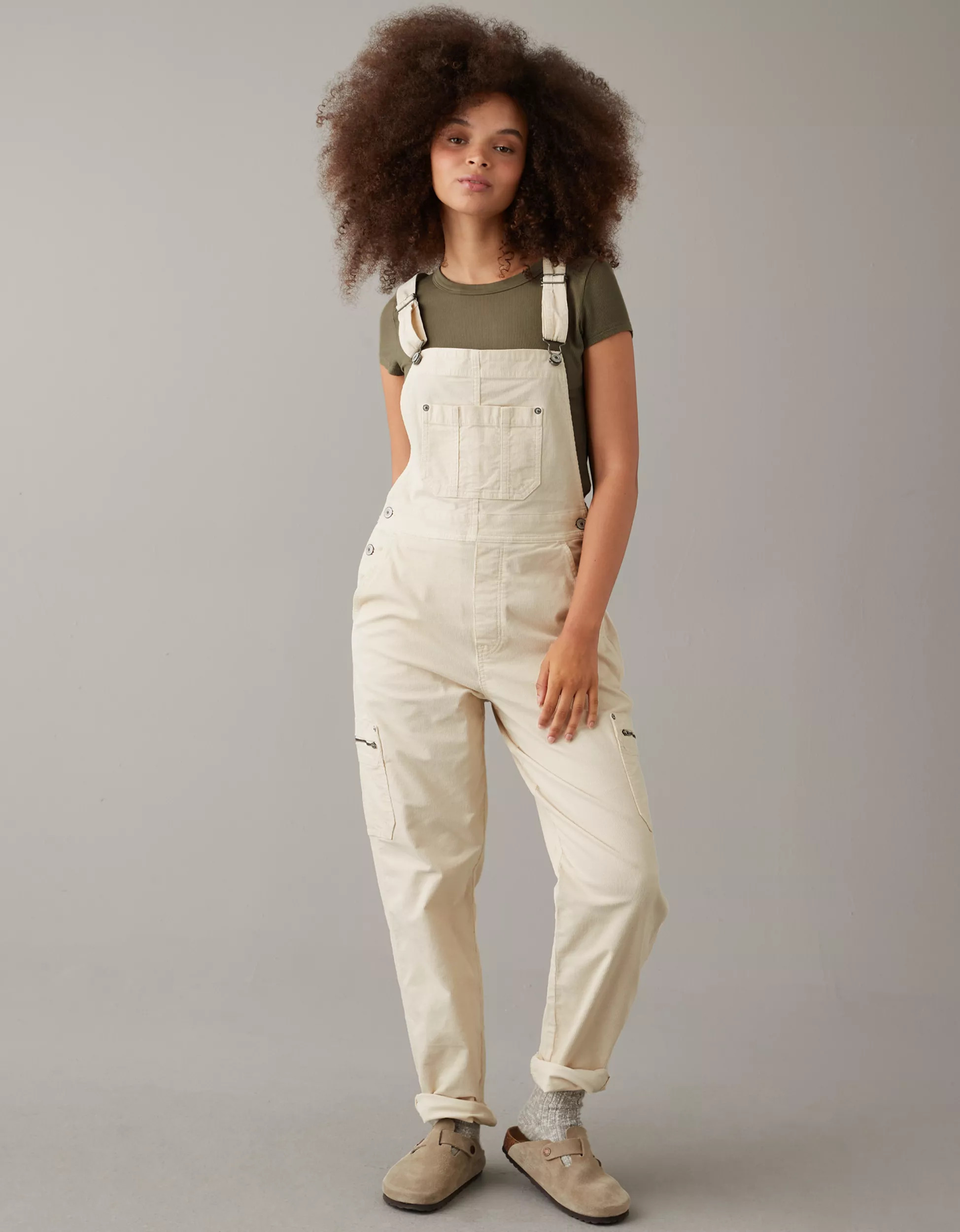 AE Stretch Corduroy Straight Cargo Overall | American Eagle Outfitters (US & CA)