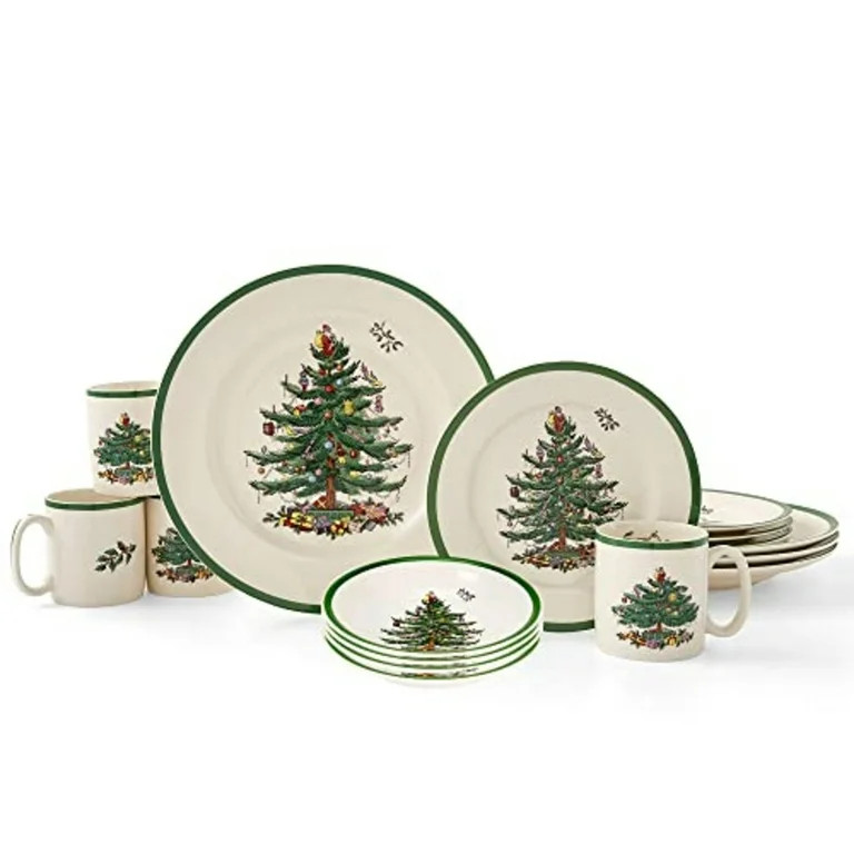 Spode Christmas Tree 16-Piece Dinnerware Set (Service for 4) - Festive Holiday Tableware Collecti... | Walmart (US)