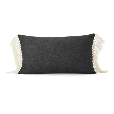 Better Homes & Gardens Feather Filled Solid Fringe Decorative Rectangular Throw Pillow, 14" x 24", O | Walmart (US)