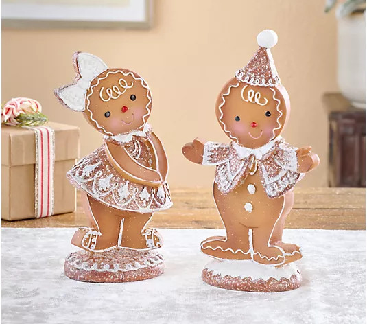 Set of 2 Decorative Gingerbread Lace Children by Valerie - QVC.com | QVC