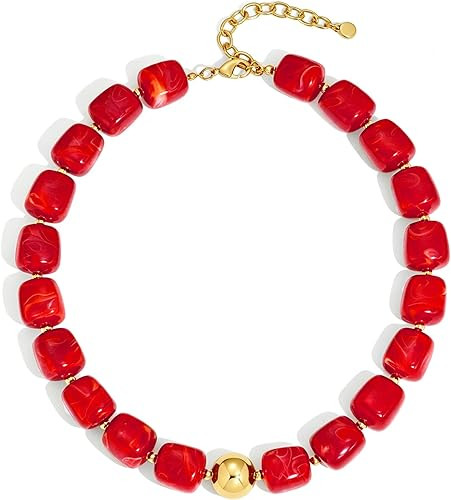 WOWORAMA Colorful Chunky Necklaces for Women Trendy Multicolor Large Square Resin Beads Necklace ... | Amazon (US)