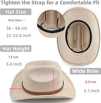 Western Cowboy Hat for Women Men Small Short Wide Brim Beach Cowgirls Cattleman Cowboys Hats | Amazon (US)