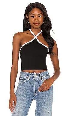 superdown Sirena Contrast Halter Top in Black & White from Revolve.com | Revolve Clothing (Global)