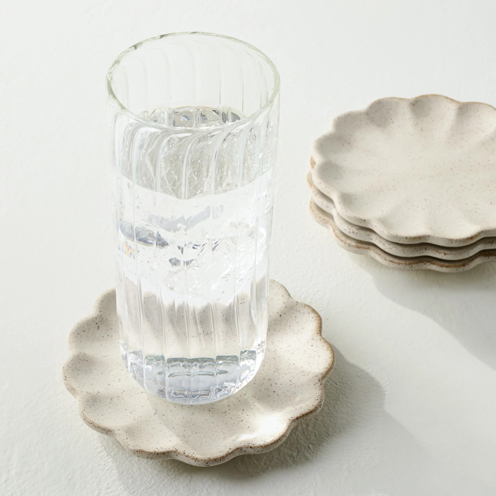 French White Scalloped Edge Stoneware Coaster Set | Magnolia