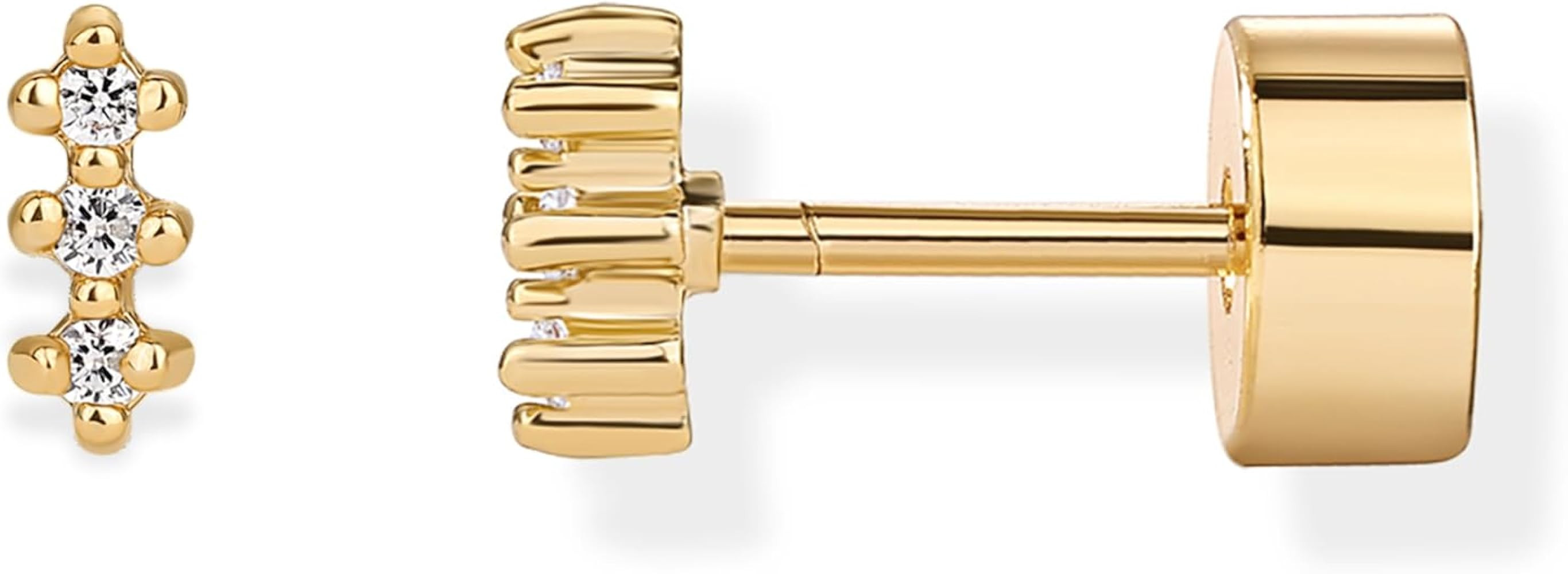 PAVOI 14K Gold Plated 925 Sterling Silver Posts Mini Stud Flat Back Earrings for Women | Helix Ca... | Amazon (US)