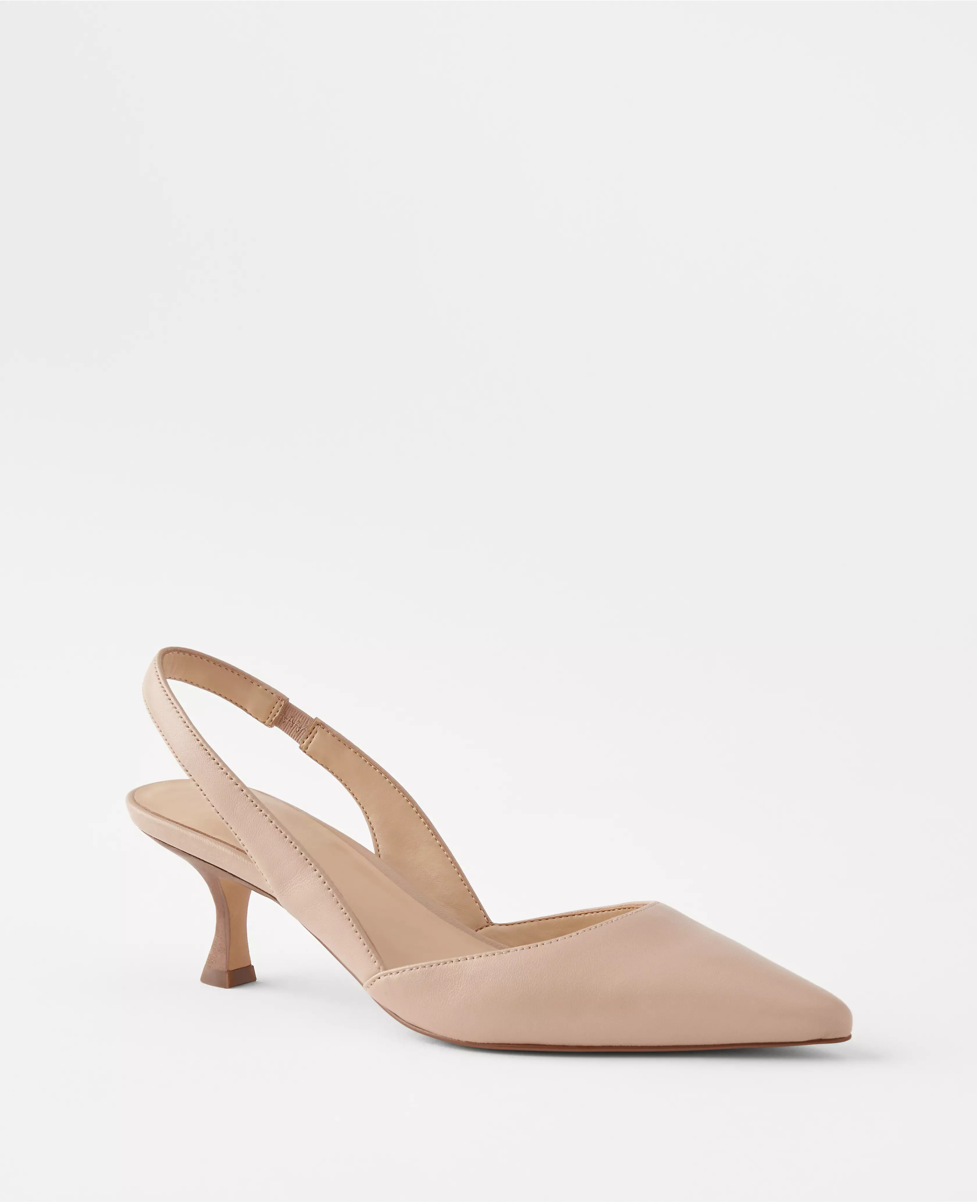 Leather Slingback Kitten Heel Pumps | Ann Taylor (US)