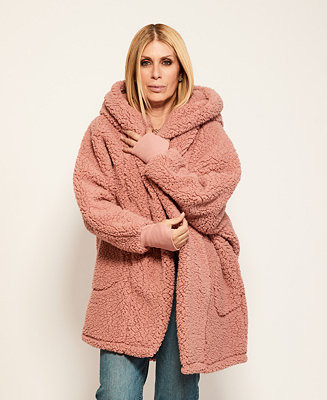 Hooded Sherpa Button Front Lounger Jacket | Macy's
