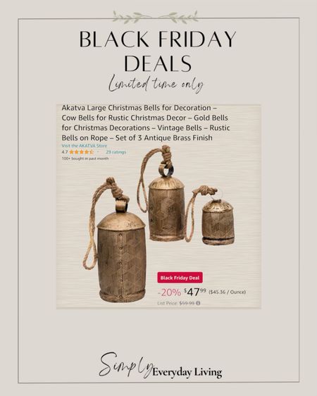 Holiday Bells on sale for Black Friday on Amazon. Limited time only 

#LTKsalealert #LTKCyberWeek #LTKHoliday