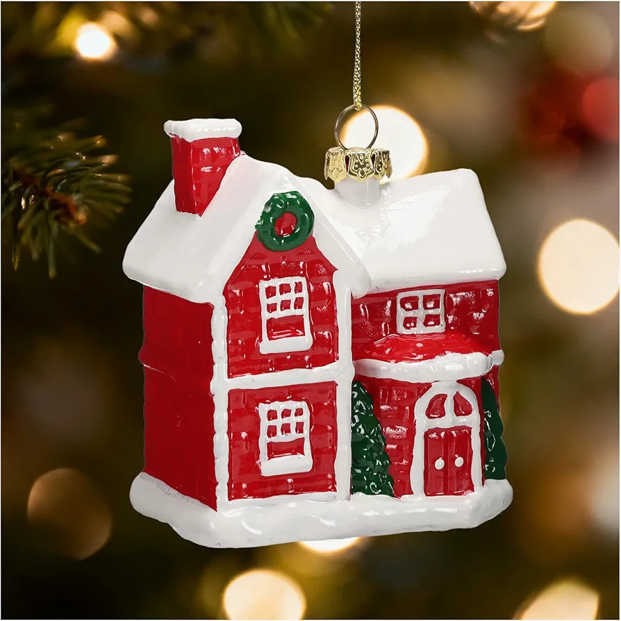Giftgarden Snow Village House Christmas Ornament, Cottage Christmas Tree Hanging Decoration, 3.5 ... | Amazon (US)