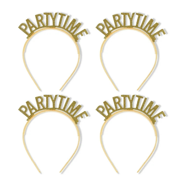 Gold Glitter Party Time Headband Party Favors, 4 Count, by Way To Celebrate | Walmart (US)